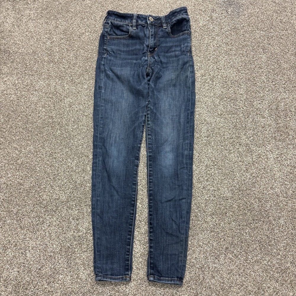 American Eagle Outfitters High Rise Jegging Jeans Womens 2 Med Wash Blue Denim